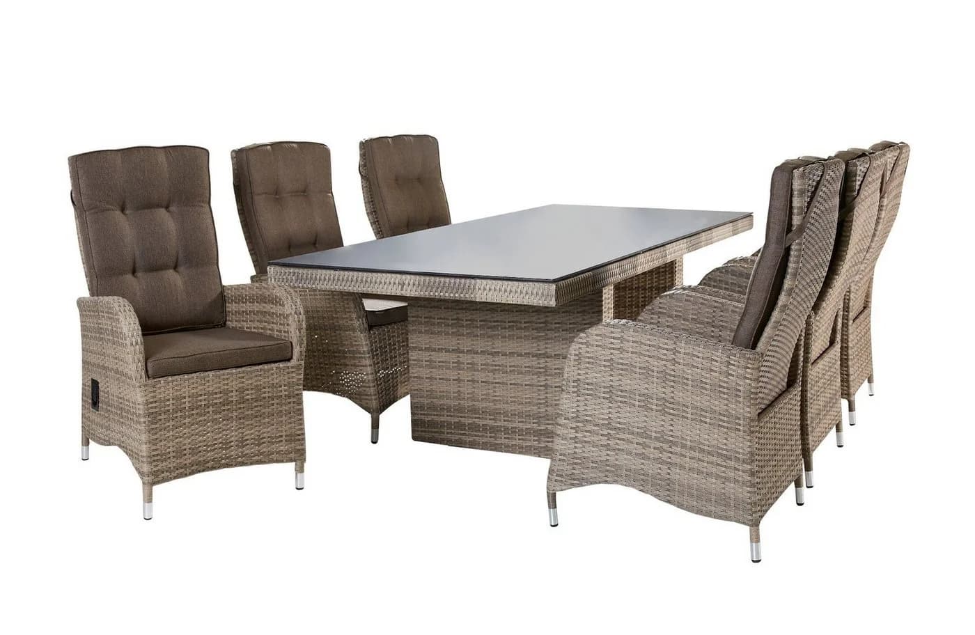 LC Garden Gartenset Turin 7-tlg. Essgruppe mit Polyrattan & Aluminium