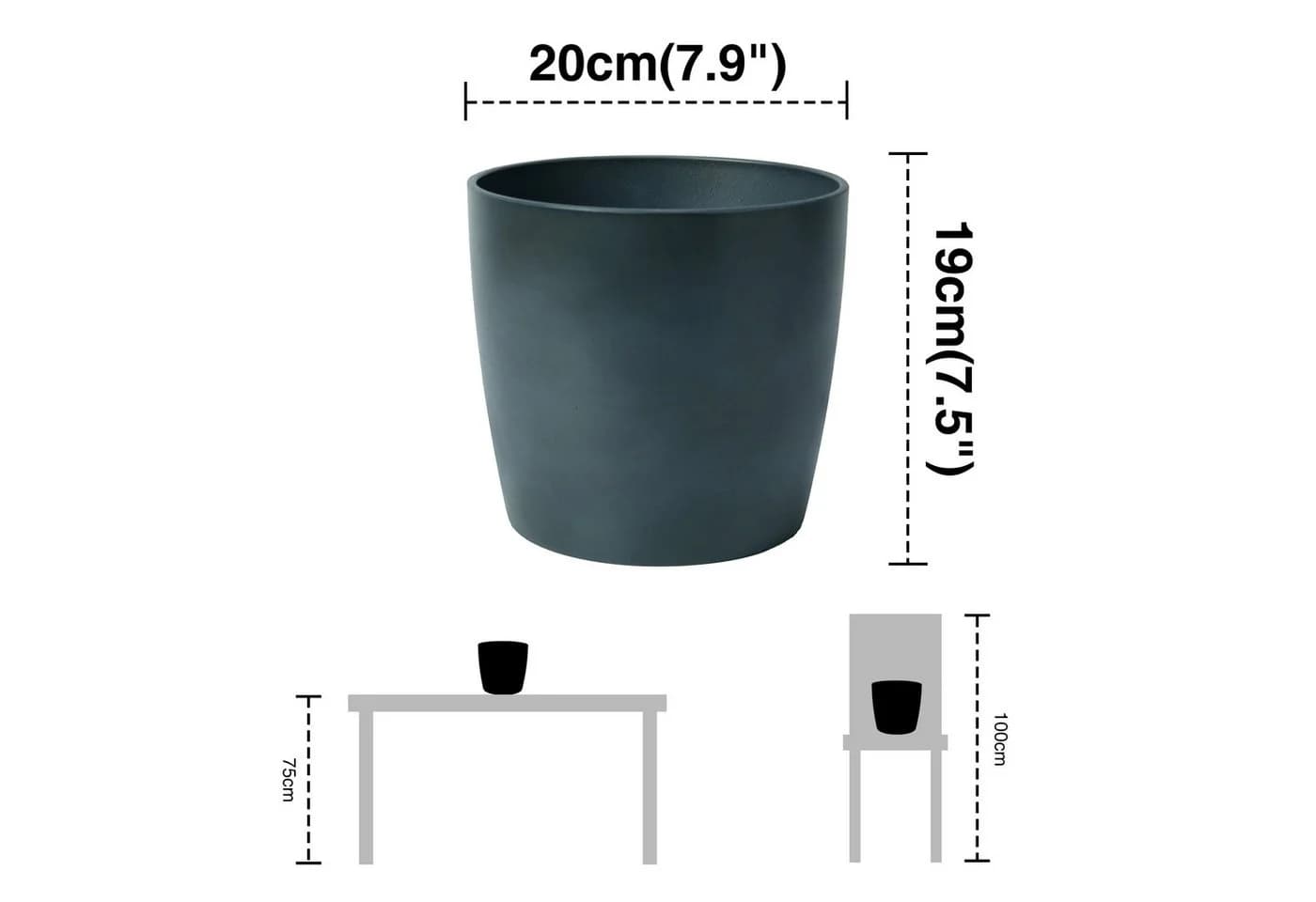 Zedelmaier Blumentopf 2er-Set Blaugrau Kunststoff Matte