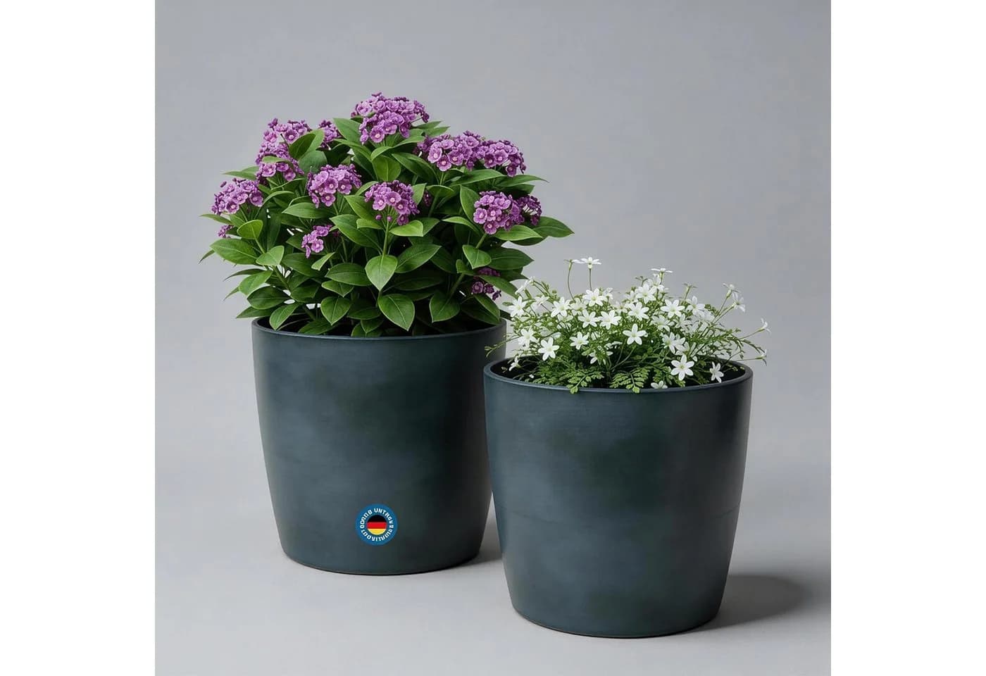Zedelmaier Blumentopf 2er-Set Blaugrau Kunststoff Matte - Bild 2