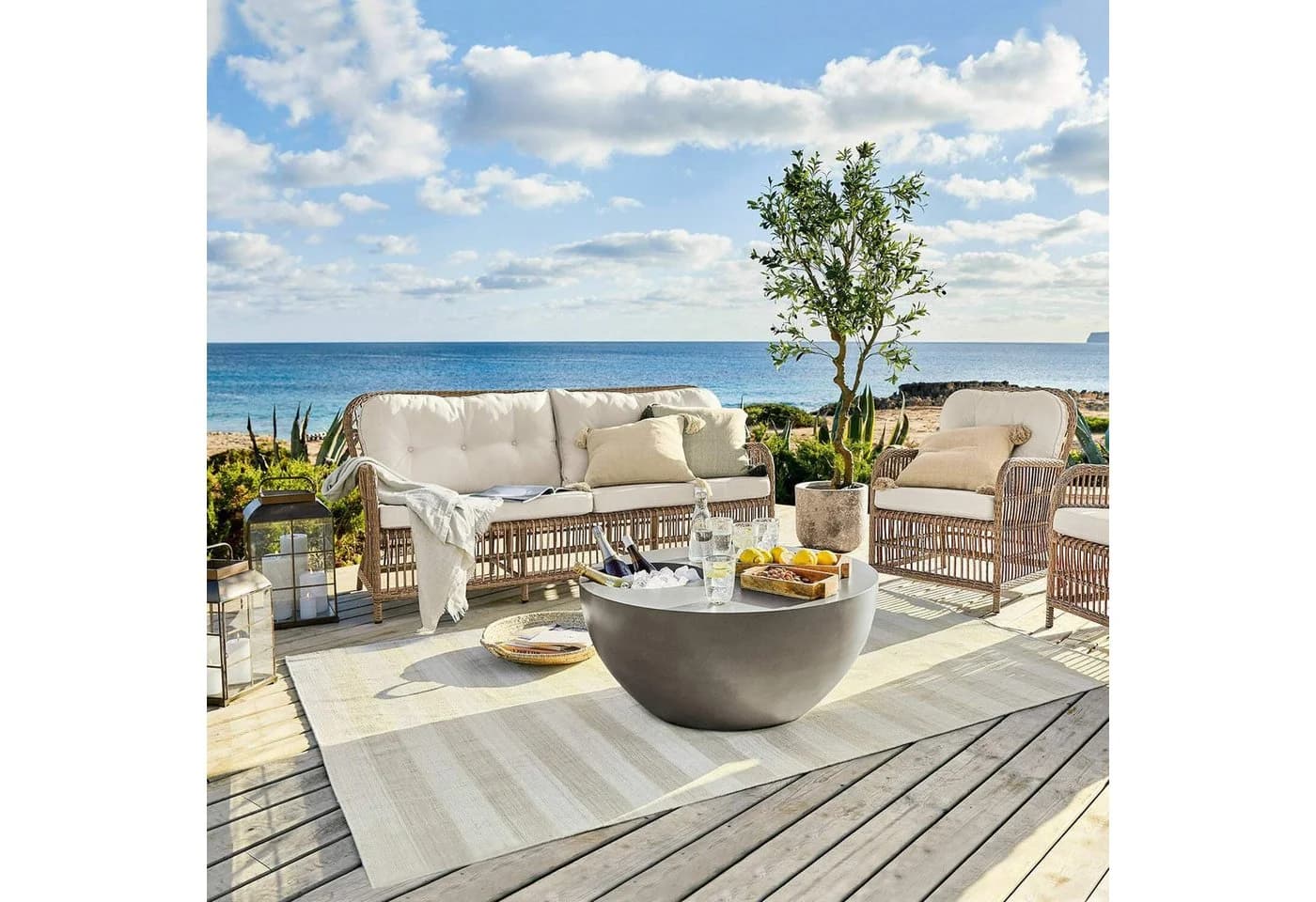 Mirabeau Plévin Couchtisch aus Beton grau mit Ablagefach - Bild 4