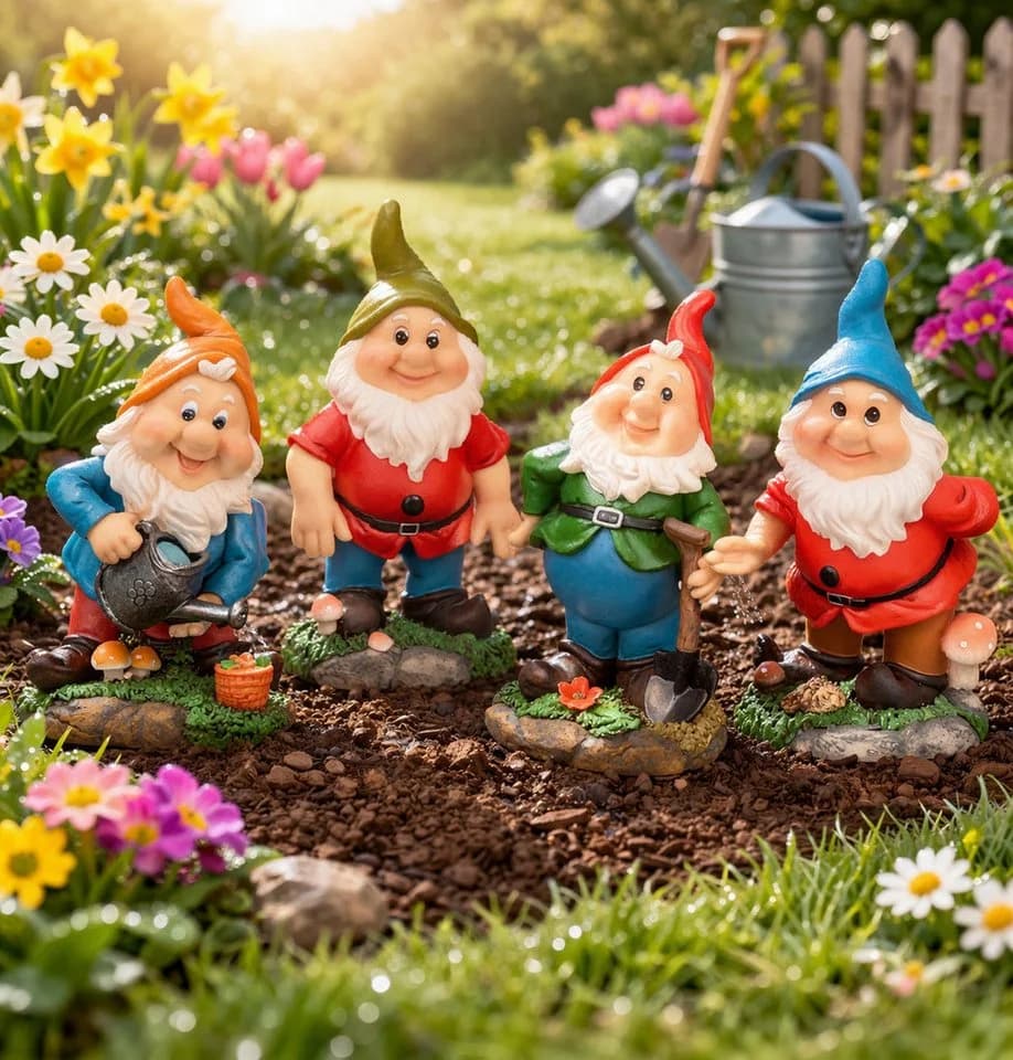 Geschenk-Himmel Gartenzwerg Set 4-tlg. Bunt Polystein - Bild 2