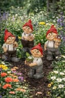 Geschenk-Himmel Gartenzwerg 4er Set Rote Mütze Polyresin Bild 2