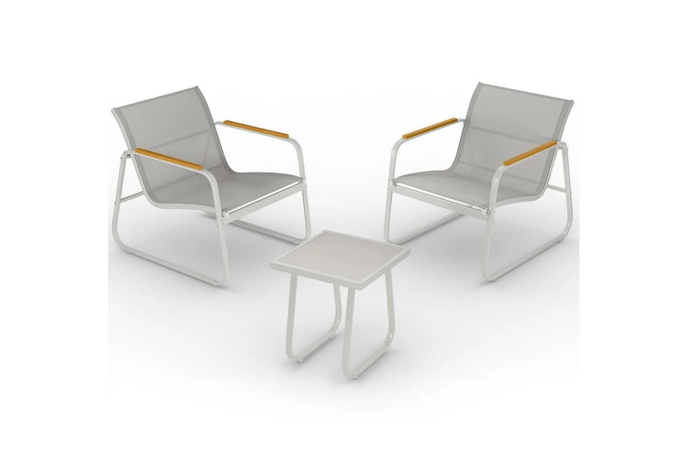 Blumtal Gartenlounge-Set 3-tlg. Grau Stahl & Glas - Bild 2