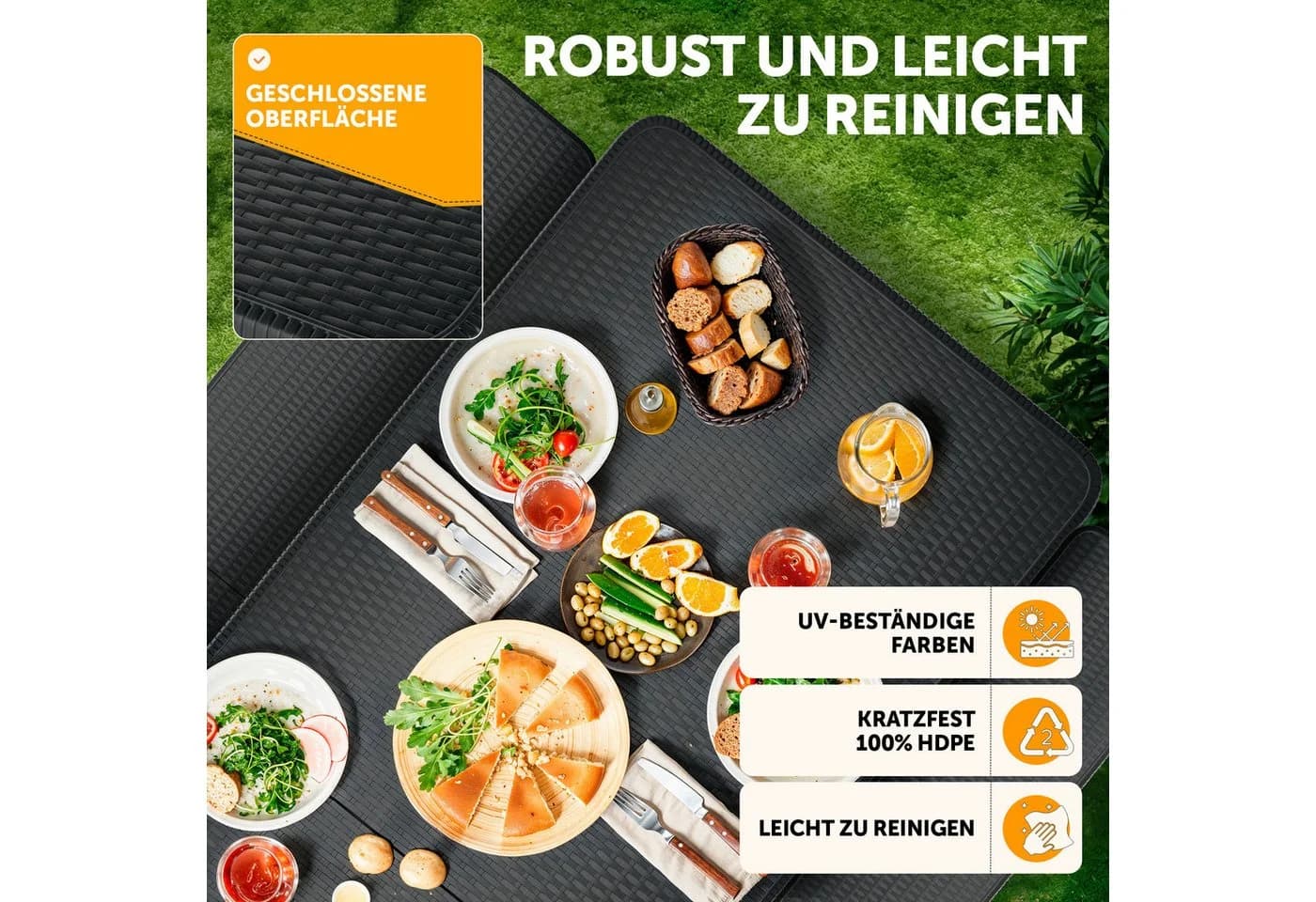 Blumtal Bierzeltgarnitur 3er Set - 2 Bierbänke + 1 Tisch, Schwarz, Klappbar - Bild 5