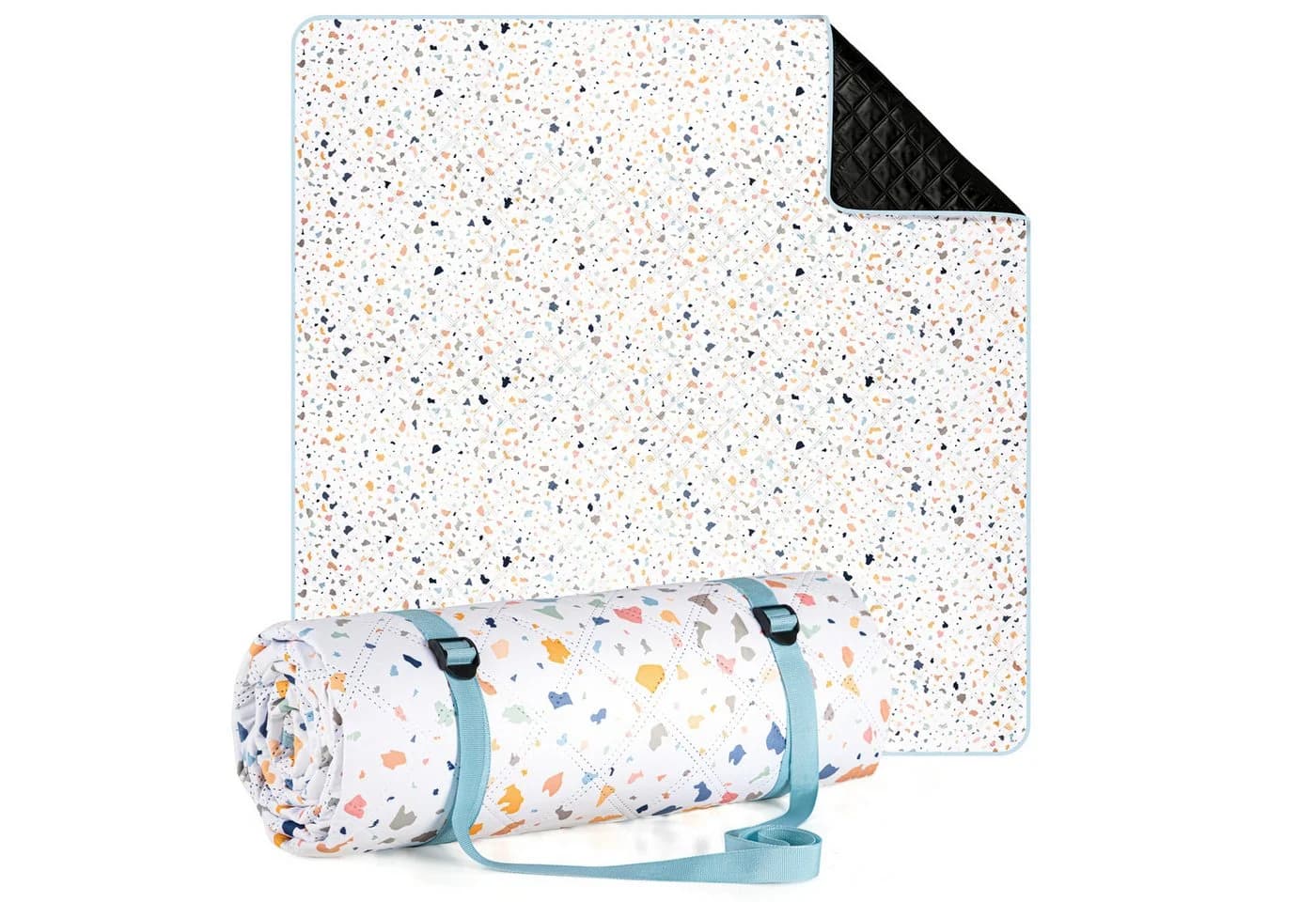 Blumtal Picknickdecke Premium Boho Terrazzo Design Wasserabweisend - Bild 2