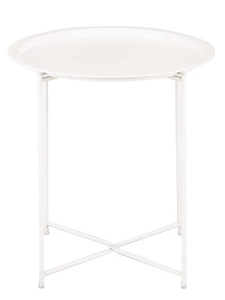 Amagohome Gartentisch Beistelltisch Weiß Metall Klappbar - Bild 2