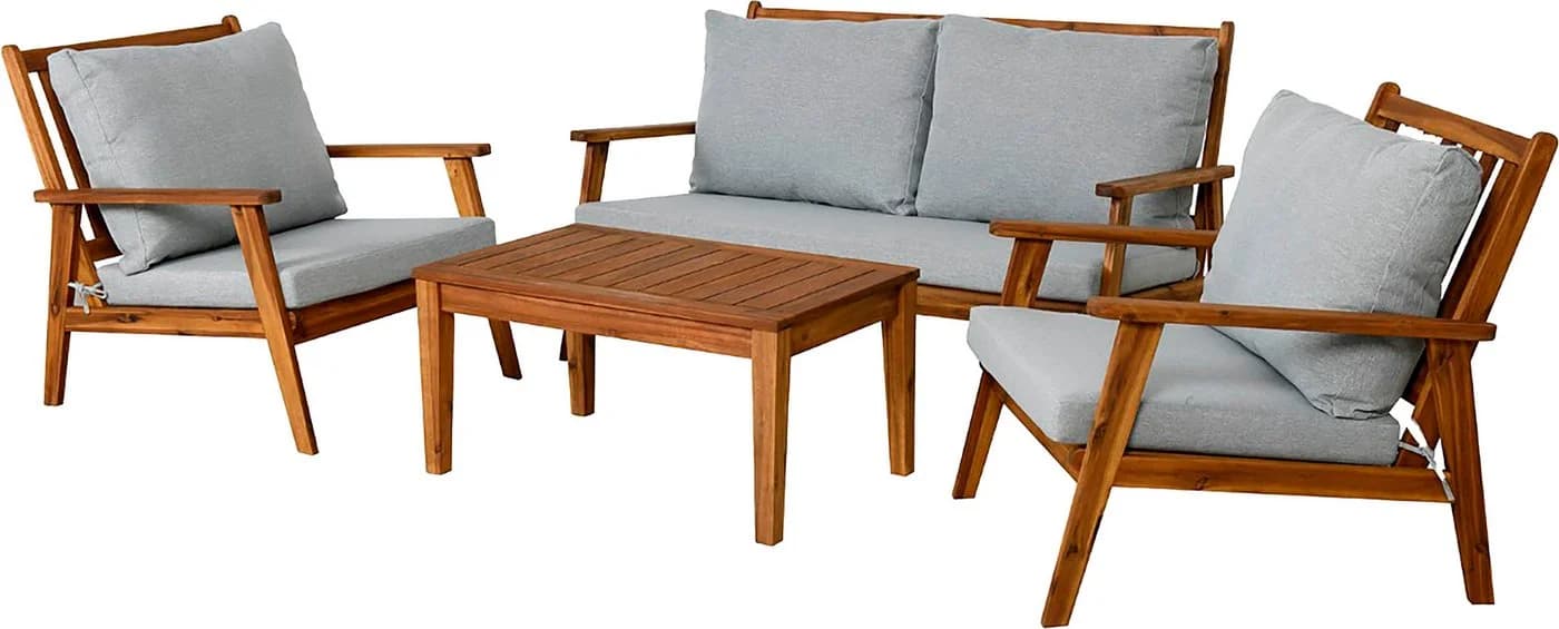 BYLIVING Gartenlounge-Set LA PALMA 4-tlg. Akazie Beige/Grau - Bild 2