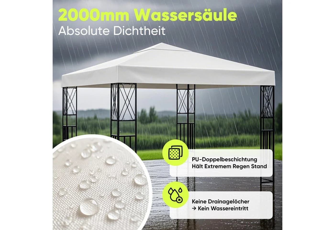 Sekey Pavillon-Ersatzdach 3x3m wasserdicht 1000D Polyester
