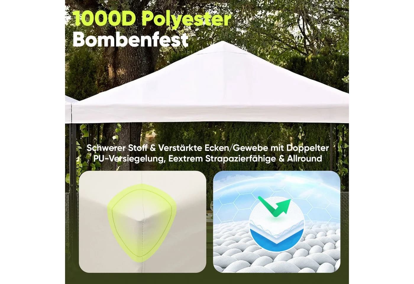 Sekey Pavillon-Ersatzdach 3x3m wasserdicht 1000D Polyester - Bild 3
