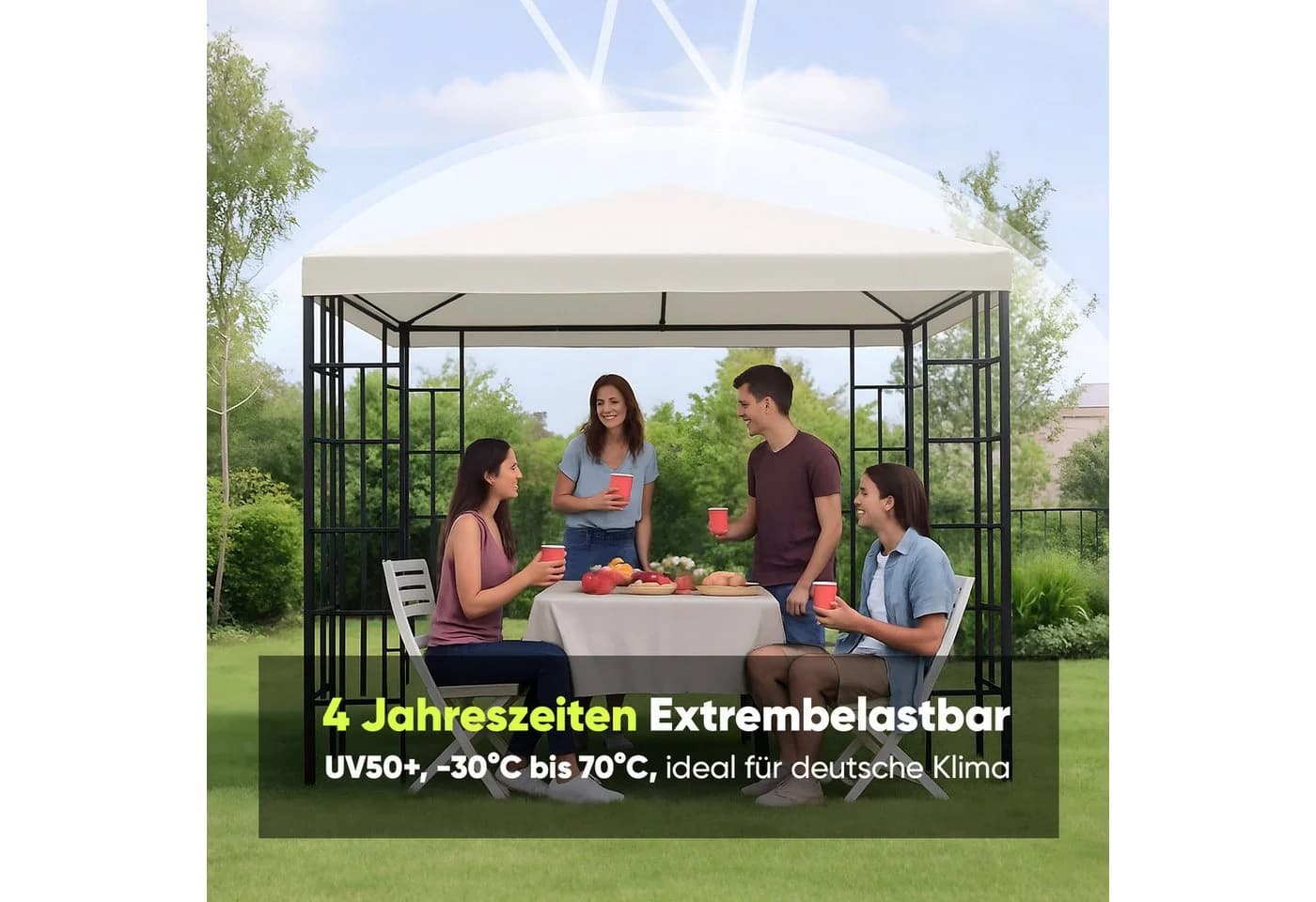 Sekey Pavillon-Ersatzdach 3x3m wasserdicht 1000D Polyester - Bild 4