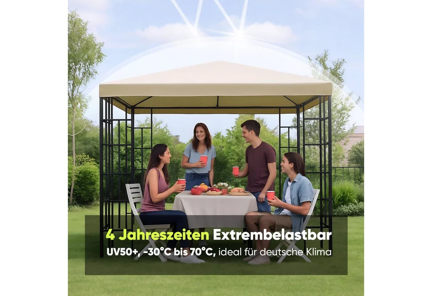 Sekey Pavillon-Ersatzdach 3x3m Taupe wasserdicht UV-Schutz - Bild 4