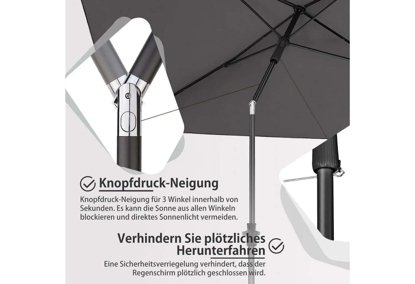 Sekey Balkonschirm Rechteckig Grau Höhenverstellbar UV50+ - Bild 3