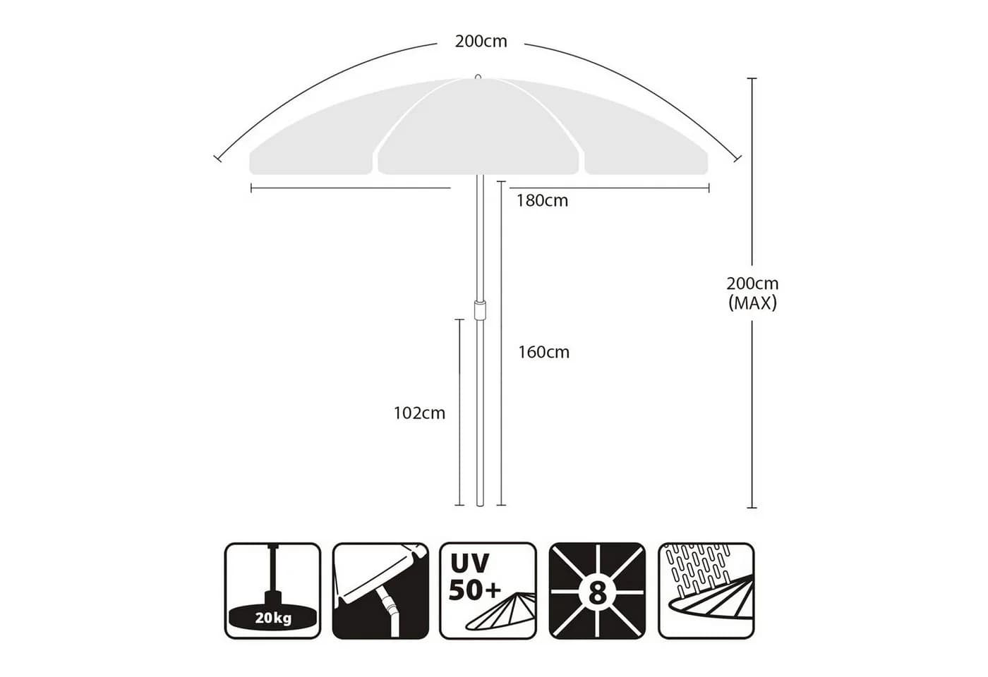 Sekey Balkonschirm 200 cm Sonnenschirm UV-Schutz 50+ - Bild 3