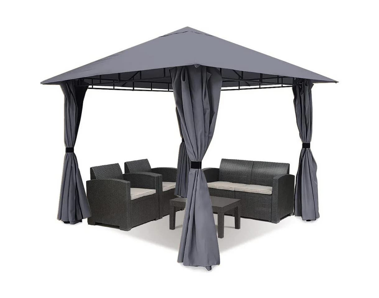 Sekey Gartenpavillon 300x300 cm Grau Wasserdicht mit Seitenteilen - Bild 2