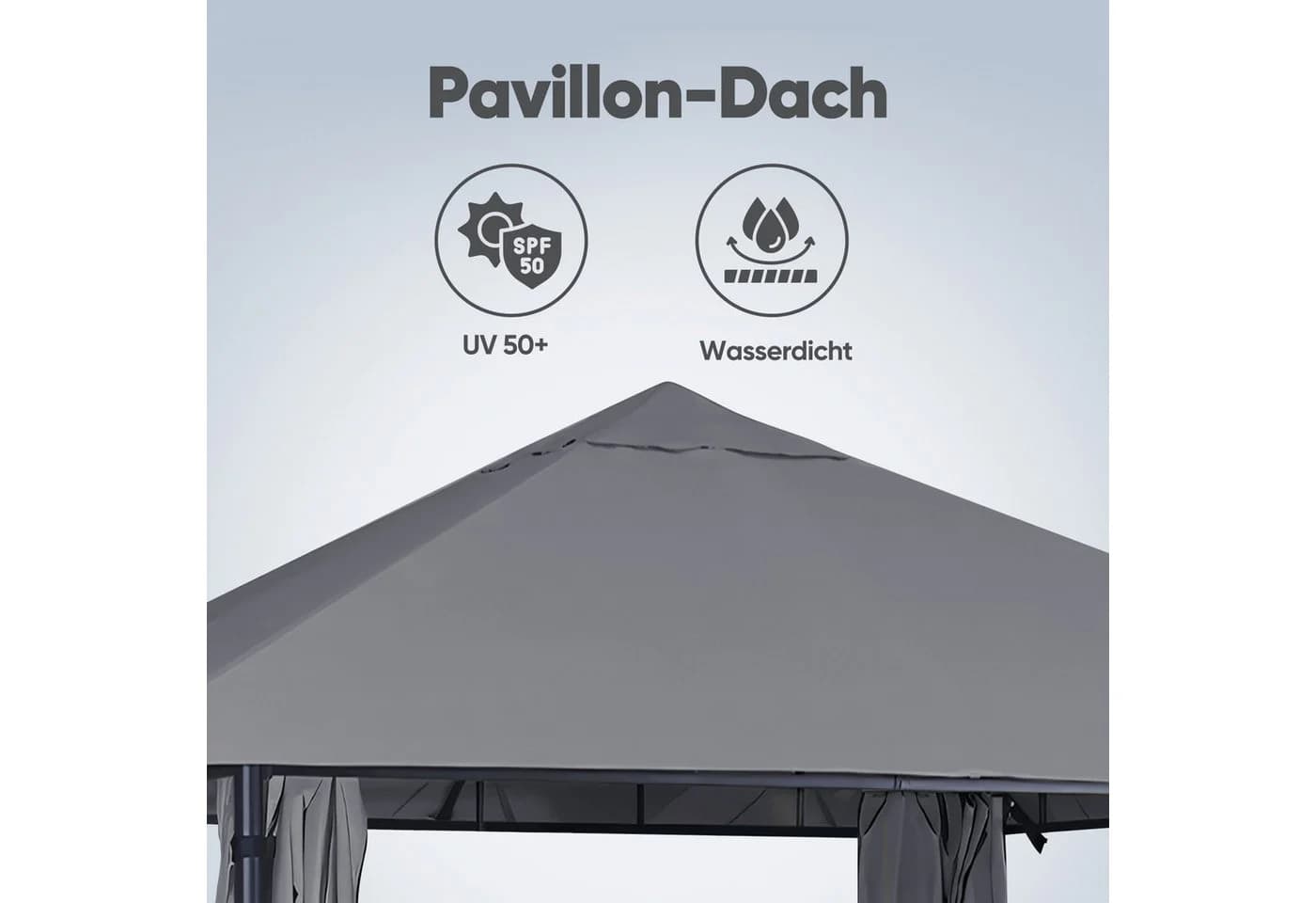 Sekey Gartenpavillon 300x300 cm Grau Wasserdicht mit Seitenteilen - Bild 5