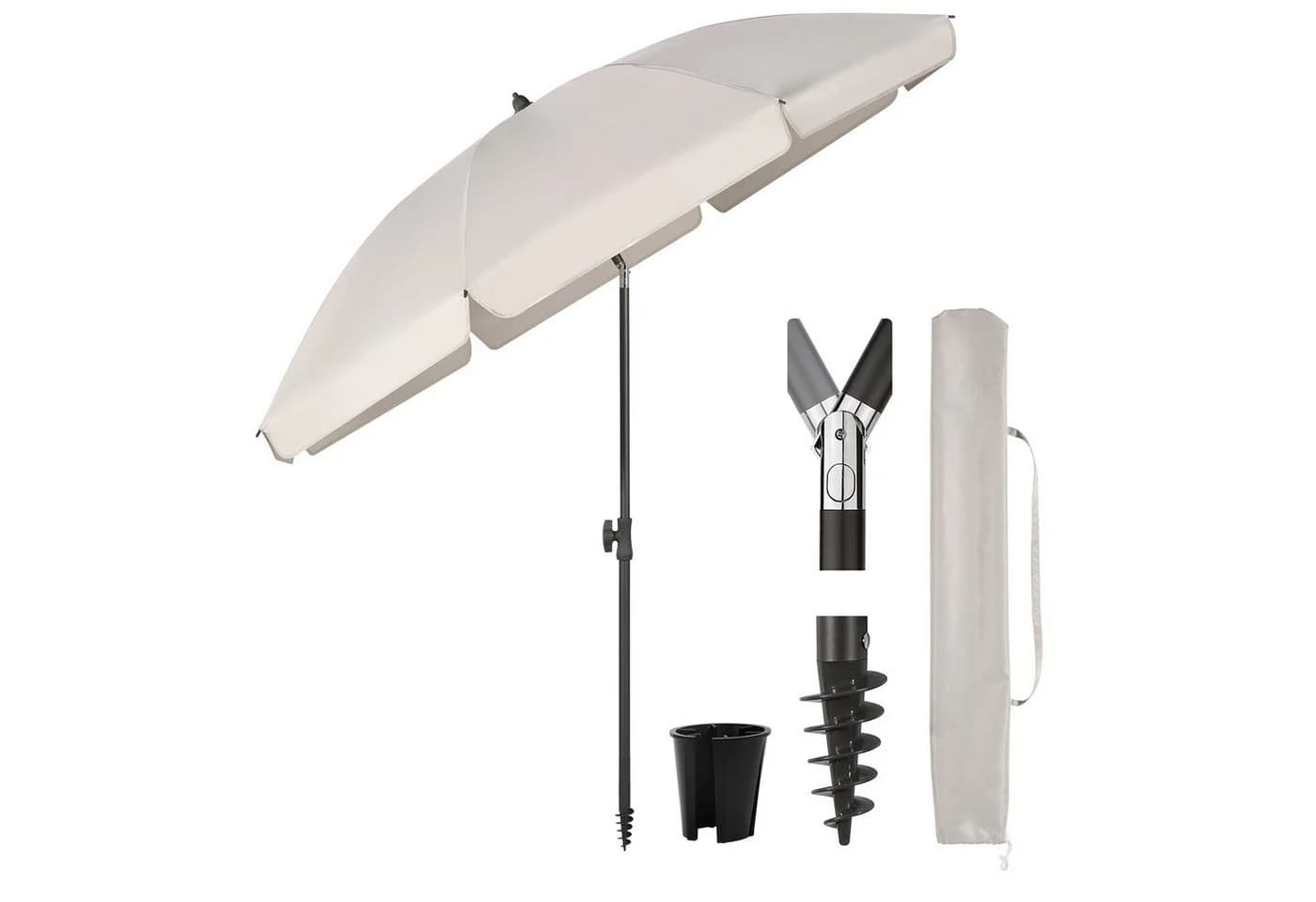 Sekey Sonnenschirm Ø160 cm UV50+ Graubeige mit Tragetasche - Bild 2
