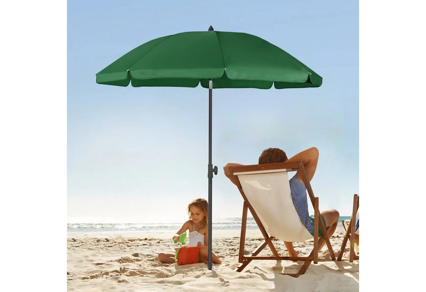 Sekey Sonnenschirm Tannengrün UV-Schutz 50+ höhenverstellbar