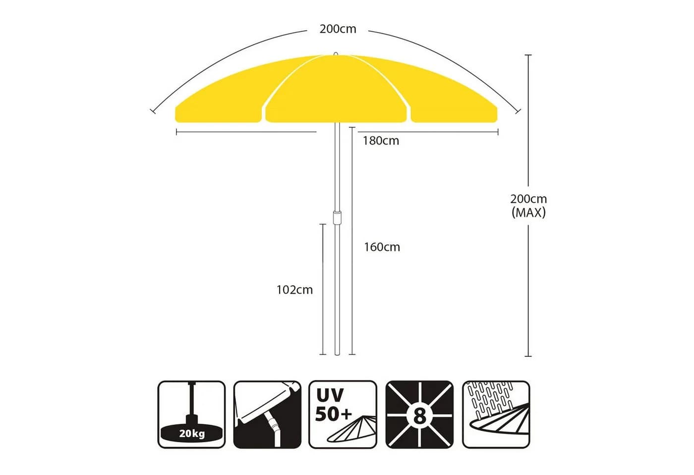 Sekey Balkonschirm 200 cm Sonnenschirm UV-Schutz 50+ - Bild 3