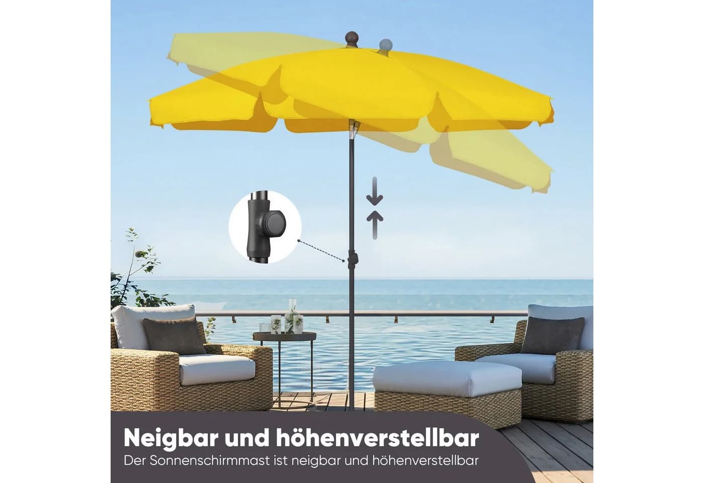 Sekey Balkonschirm 200 cm Sonnenschirm UV-Schutz 50+ - Bild 4