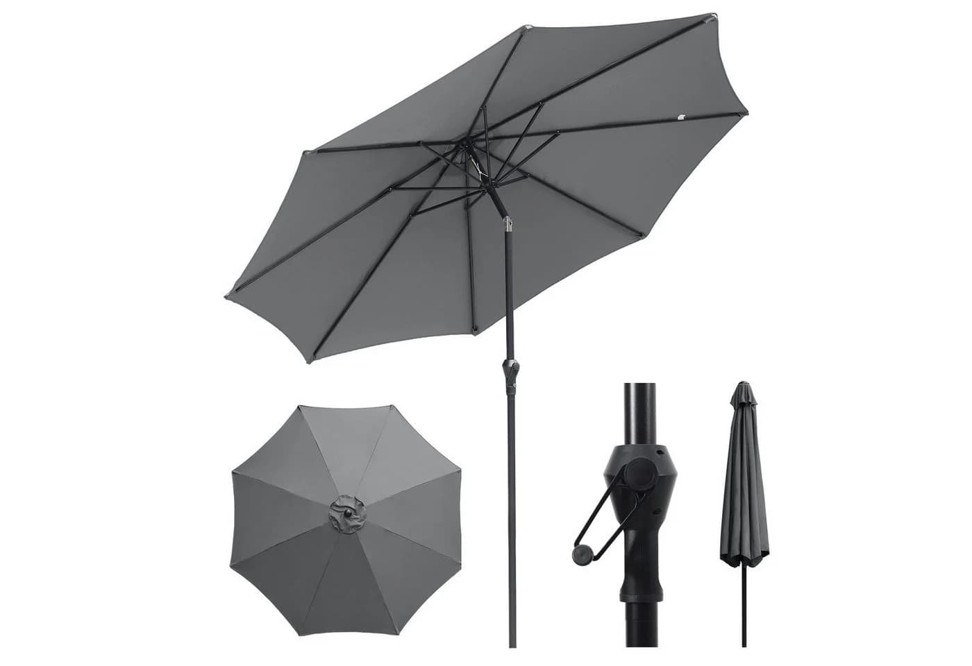 Sekey Sonnenschirm 300 cm Dunkelgrau Knickbar mit Kurbel - Bild 2