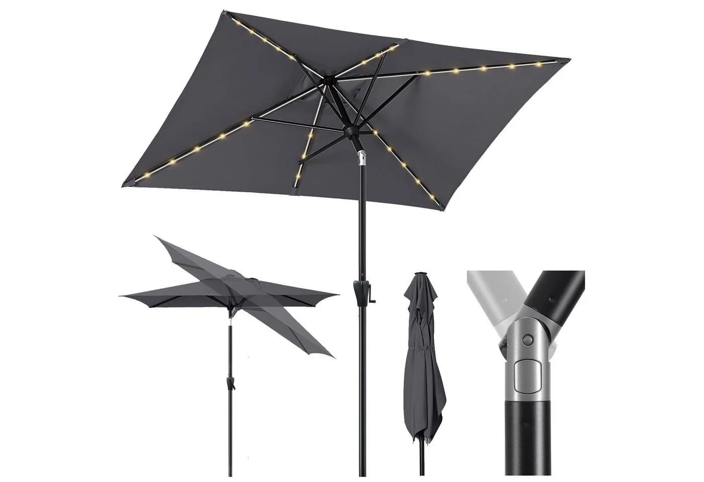 Sekey Sonnenschirm 210 x 140 cm Aluminum mit LED-Solar-Beleuchtung - Bild 2