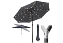 Sekey Marktschirm 3m Grau mit LED-Beleuchtung und Kurbel Bild 2
