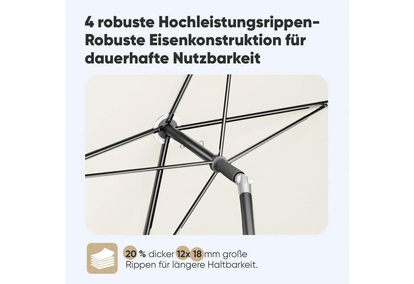 Sekey Sonnenschirm rechteckig höhenverstellbar Graubeige - Bild 4