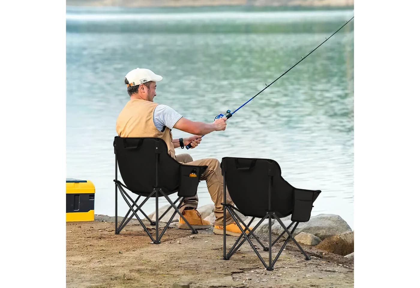 SUNULA Campingstuhl Faltbar mit Tragetasche Schwarz 2er Set