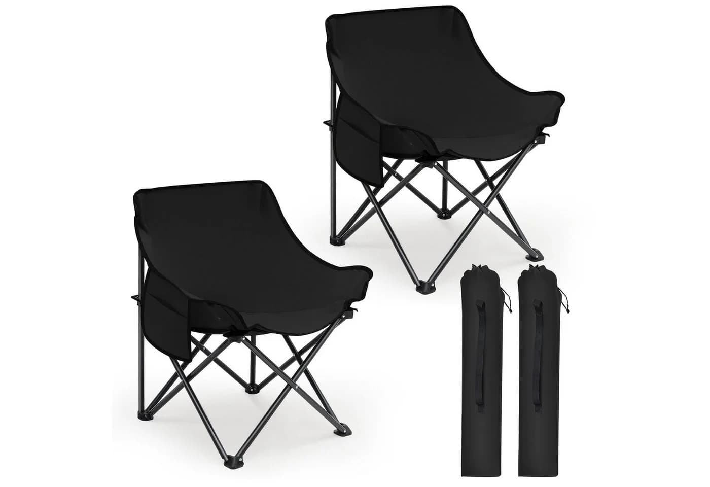 SUNULA Campingstuhl Faltbar mit Tragetasche Schwarz 2er Set - Bild 2