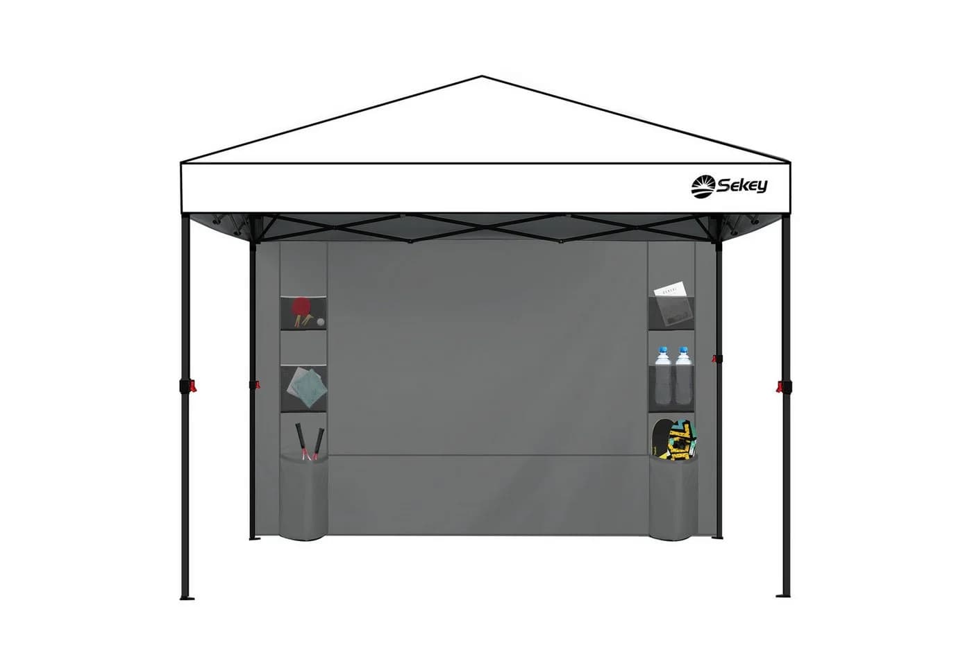 Sekey Pavillon-Seitenwand Grau Multifunktional mit 6 Taschen - Bild 2