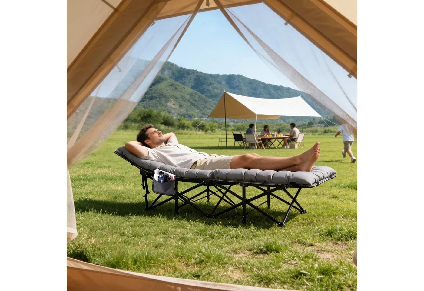 Sekey Campingbett Klappbar mit Perlschaum-Matte