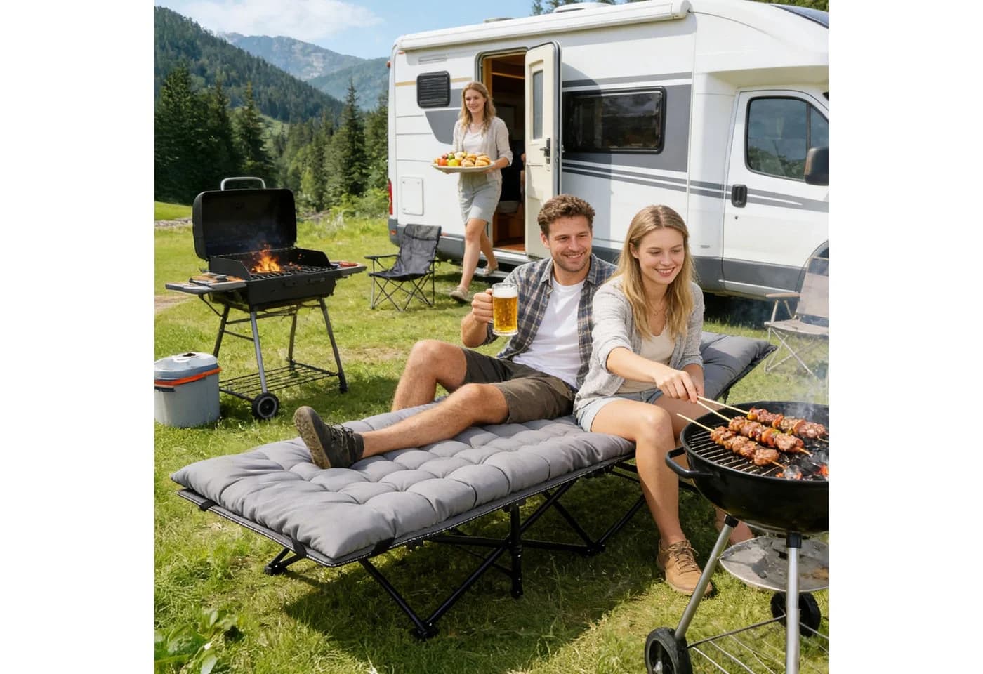Sekey Campingbett Klappbar mit Perlschaum-Matte - Bild 3