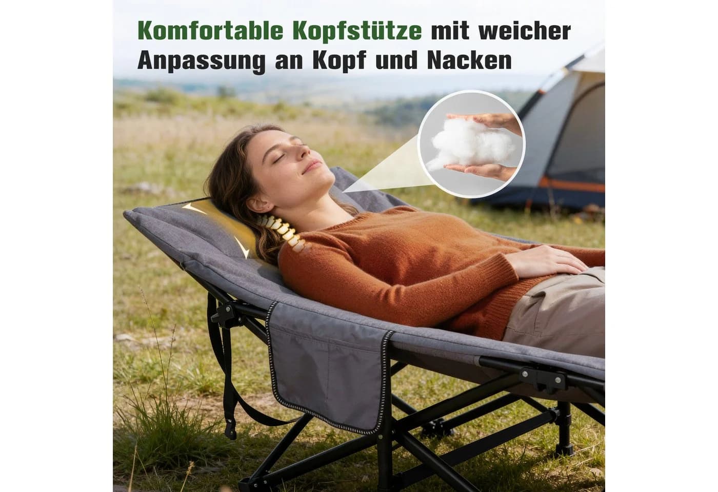 Sekey Campingbett Klappbar mit Matratze bis 200 kg - Bild 5