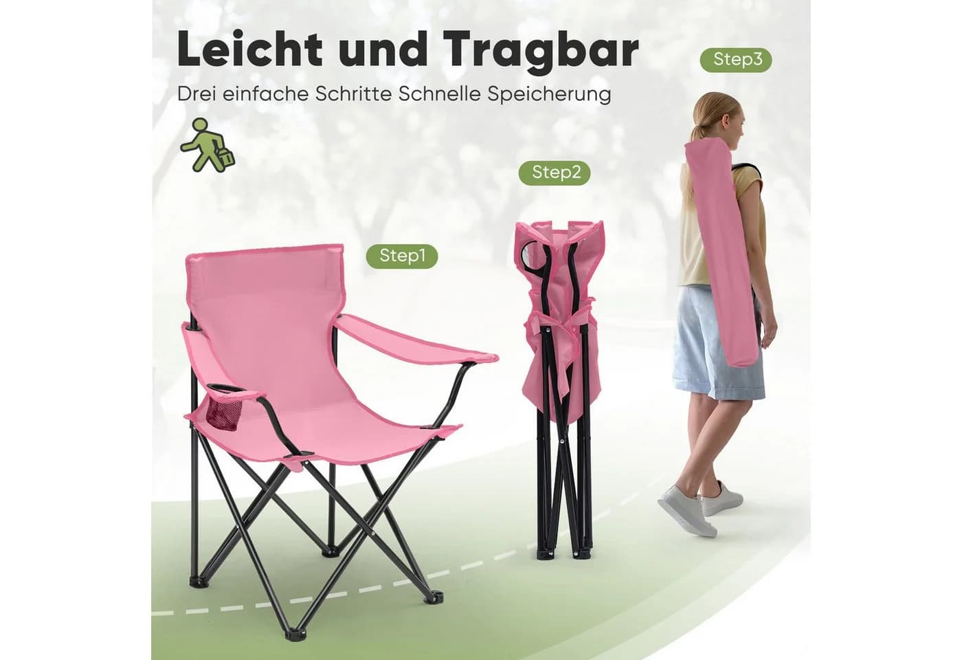 SUNULA Campingstuhl Faltbar Rosa - Bild 5