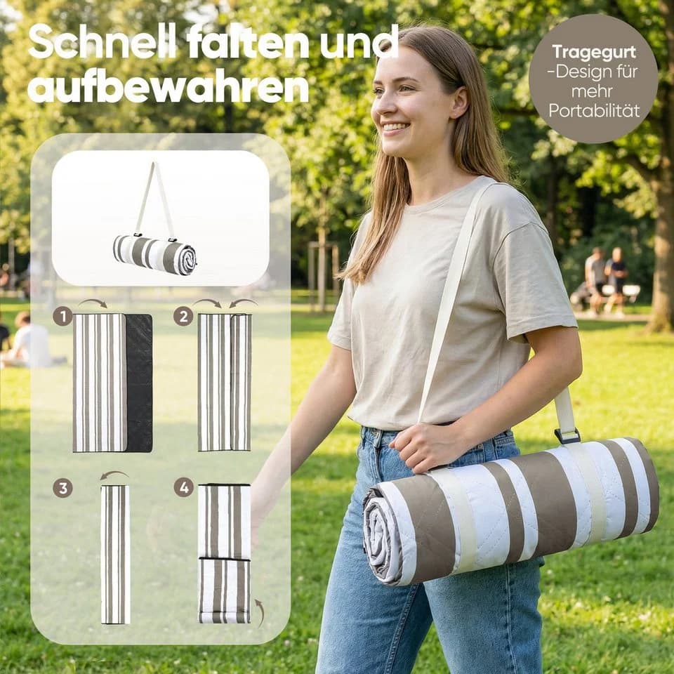 Sekey Picknickdecke Wasserdicht 200x200 cm 3-Schicht - Bild 3