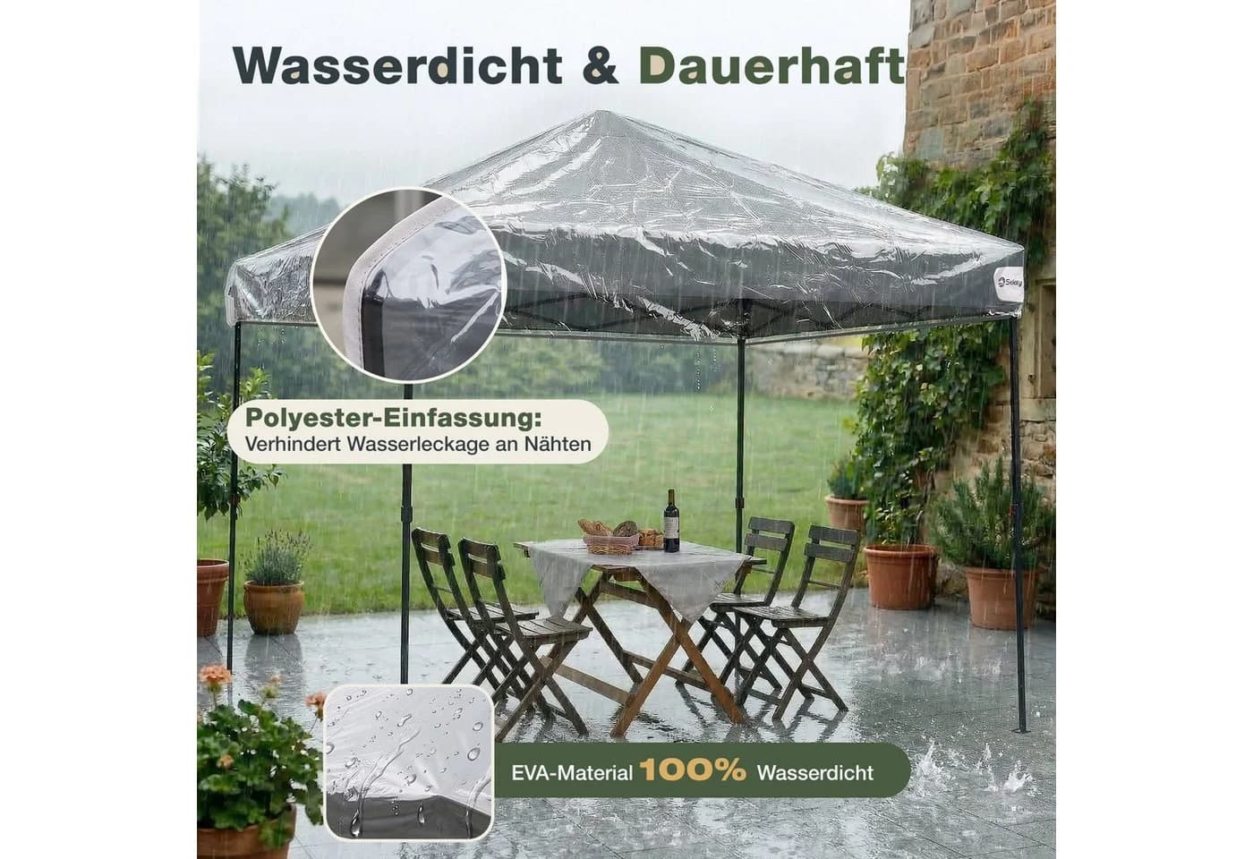 Sekey Pavillon-Schutzhülle 3x3m Transparent EVA - Bild 3