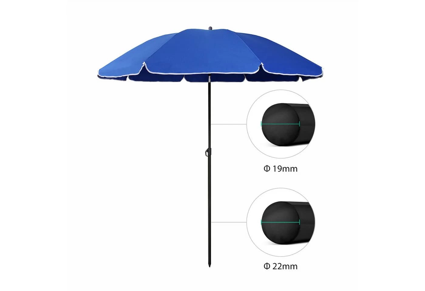 Sekey Sonnenschirm 160 cm Blau Verstellbar Mit Hülle