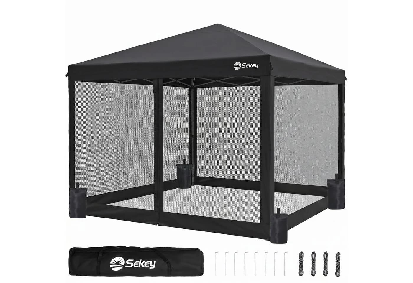 Sekey Faltpavillon 3x3m Schwarz mit Moskitonetz - Bild 2