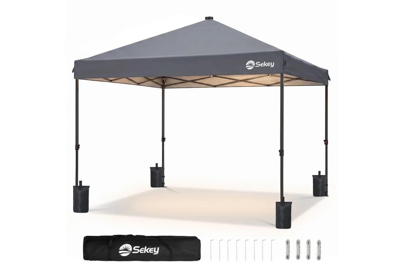 Sekey Faltpavillon Grau mit Solar-LED-Beleuchtung und UPF 50+ - Bild 2