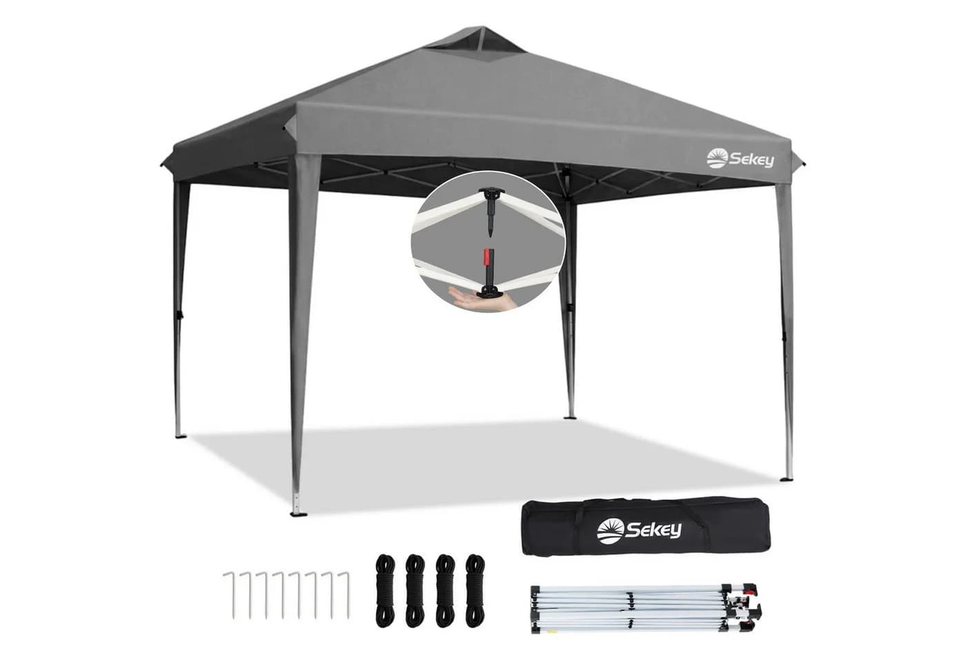 Sekey Faltpavillon 3x3 Grau Wasserdicht Höhenverstellbar - Bild 2