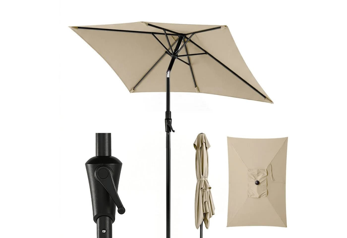 Sekey Sonnenschirm Rechteckig mit Kurbel und UV-Schutz 50+ Taupe - Bild 2