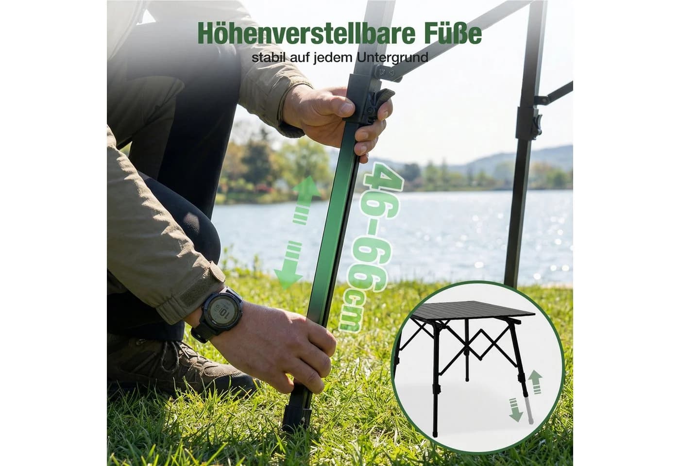 Sekey Aluminium Campingtisch Faltbar Höhenverstellbar Schwarz - Bild 4