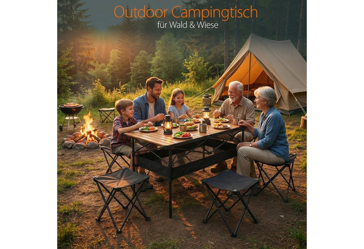 Sekey Faltbarer Campingtisch Aluminium Holzoptik Wetterfest - Bild 5