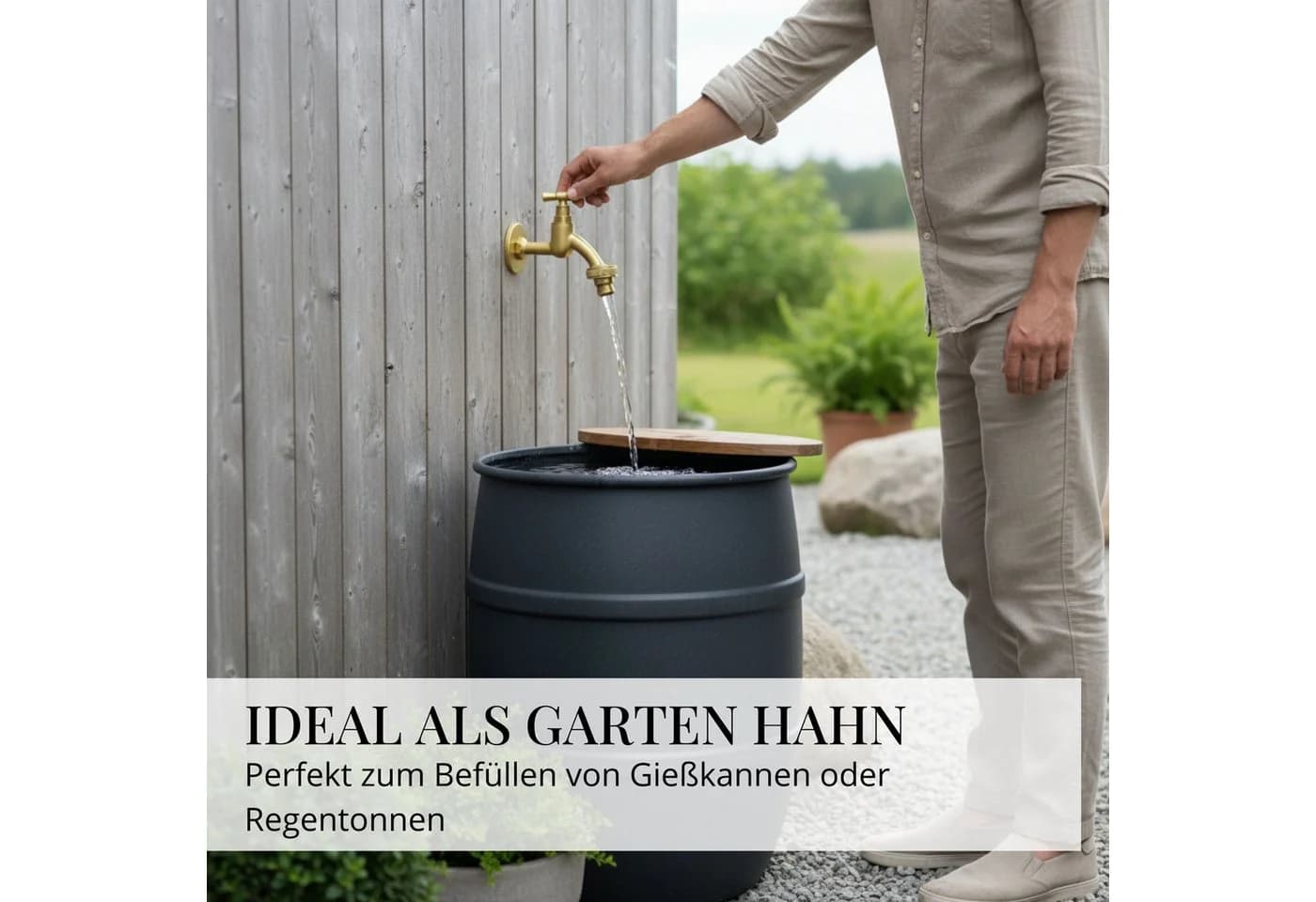 LIVLIG Außenwasserhahn Garten Frostsicher Goldene Akzente