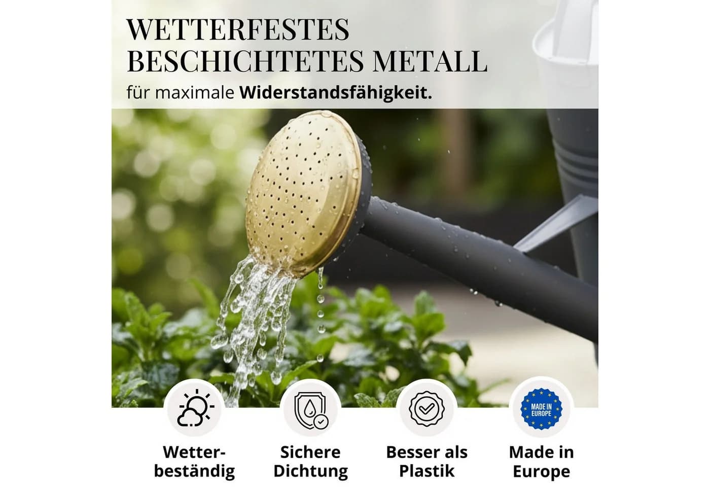 LIVLIG Gießkanne 10L Metall Vintage Anthrazit mit 2 Henkeln