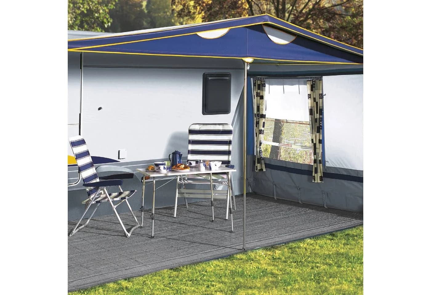 Arisol Vorzeltteppich 250x600cm 100% PP grau inkl Clips - Bild 5