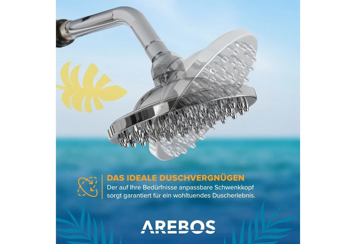 Arebos Solardusche 40 L Schwarz/Silber mit Thermometer & Fußdusche - Bild 4