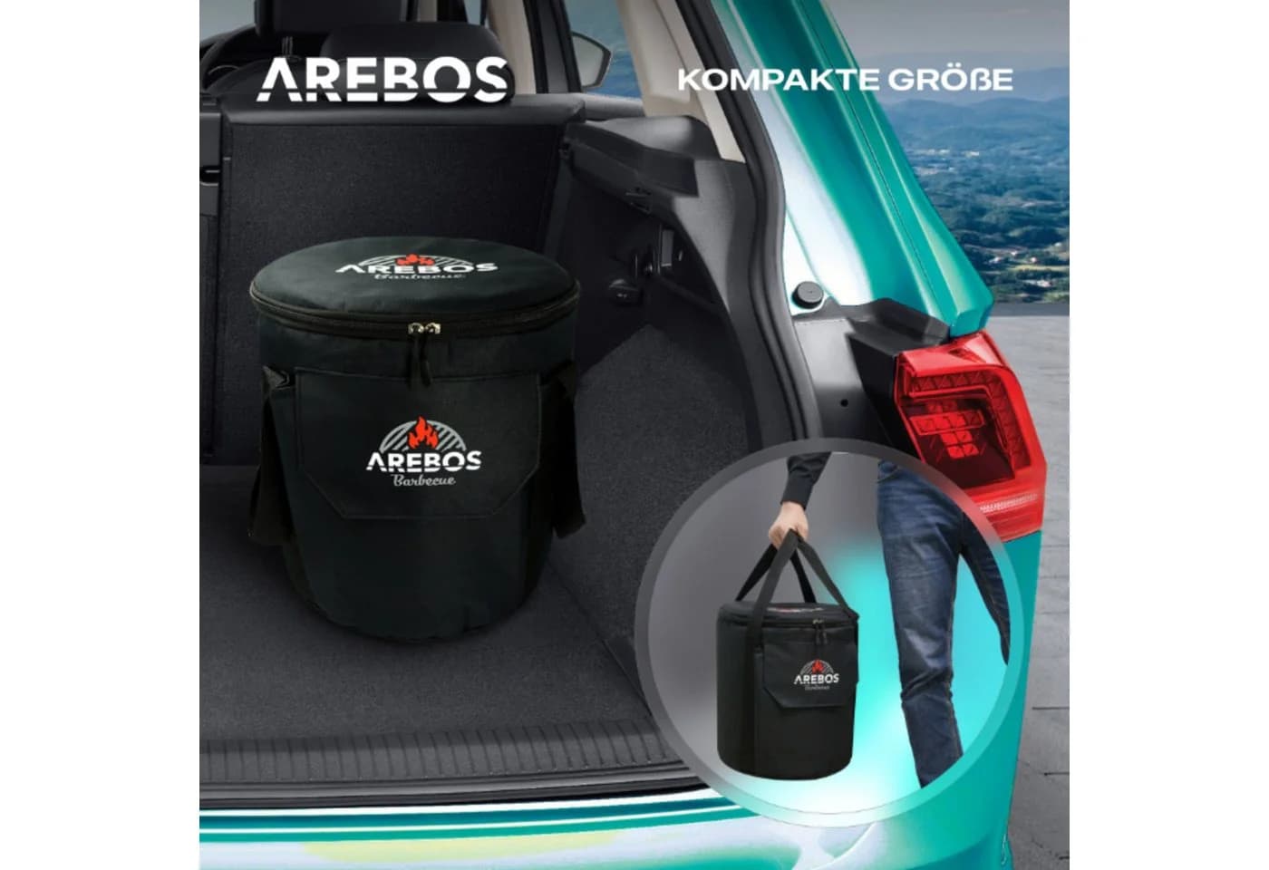 Arebos Raketenofen Edelstahl Set mit Gusseisenpfanne & Tasche - Bild 5