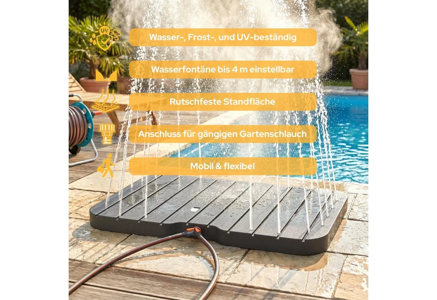 Arebos Gartendusche Outdoor Bodendusche mit Fußrad Schwarz - Bild 3