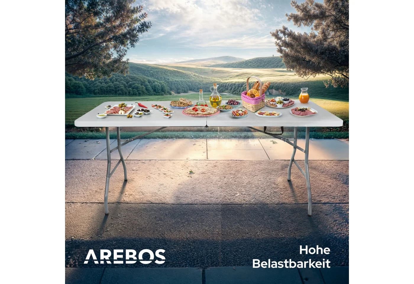 Arebos Klapptisch Weiß Klappbar Wetterfest 150kg Tragkraft - Bild 5